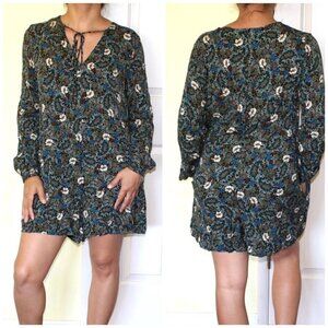 Zara Boho floral romper women's short jumpsuit Size M Pockets long sleeves